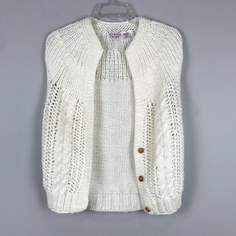 Country Craft Cream Button Front Sweater Vest